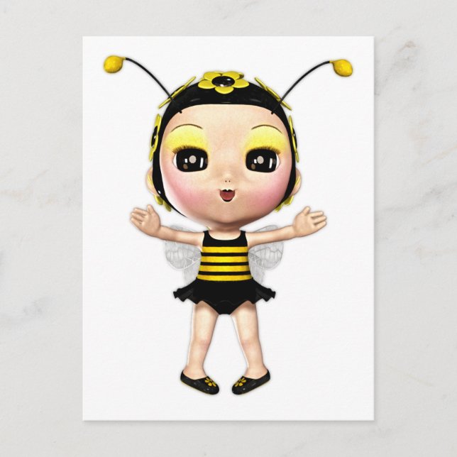 Niedliche Lady Bumblebee Fairy Doll 2 Postkarte (Vorderseite)
