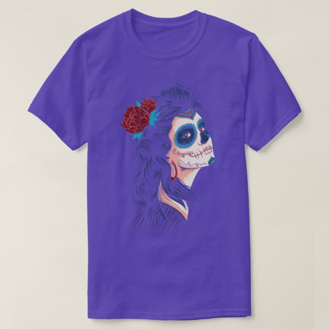 Niedliche Lady of the Dead La Calavera Catrina T-Shirt (Design vorne)