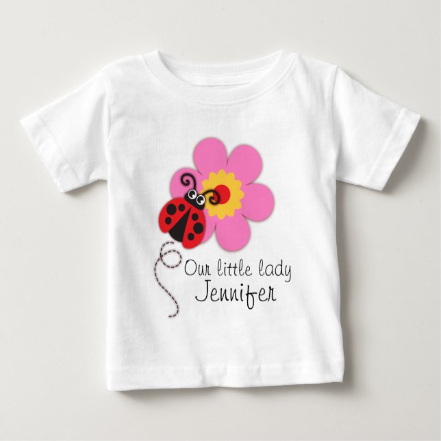 Niedliche Ladybude Mädchen Rosa T - Shirt (Vorderseite)