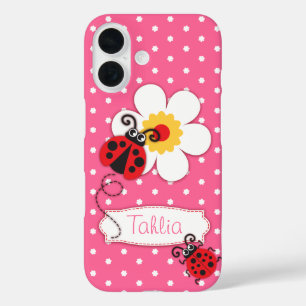 Niedliche Ladybuen-Mädchen benennen lila Telefonze iPhone 16 Hülle