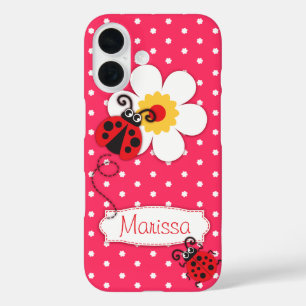 Niedliche Ladybuen-Mädchen nennen rosa Telefongehä iPhone 16 Hülle