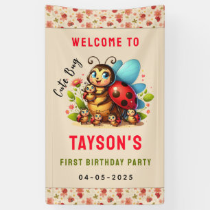 Niedliche Ladybug 1. Geburtstag Bug Theme Party Banner