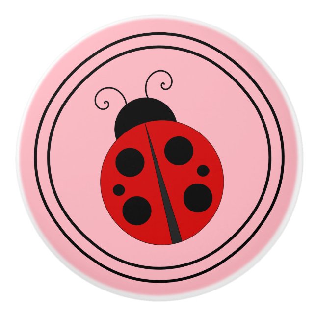 Niedliche Ladybug auf rosa Keramikknauf (Vorderseite)