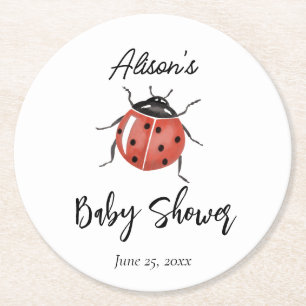 Niedliche Ladybug Babydusche Runder Pappuntersetzer