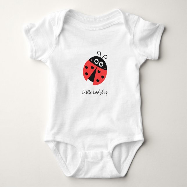 Niedliche Ladybug Black Hearts Personalisiert Baby Strampler (Vorderseite)