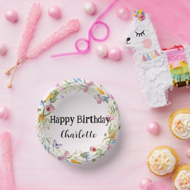 Niedliche Ladybug Butterfly Daisy floral Rustikale Pappteller (Party)