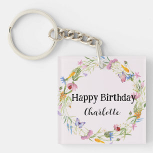 Niedliche Ladybug Butterfly Daisy floral Rustikale Schlüsselanhänger