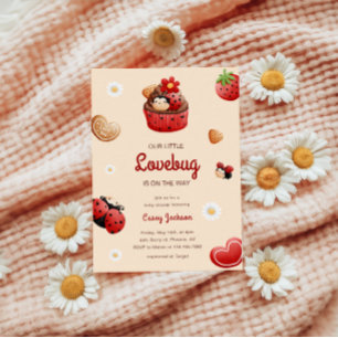 Niedliche Ladybug Cupcake Blume Kinderdusche Einladung