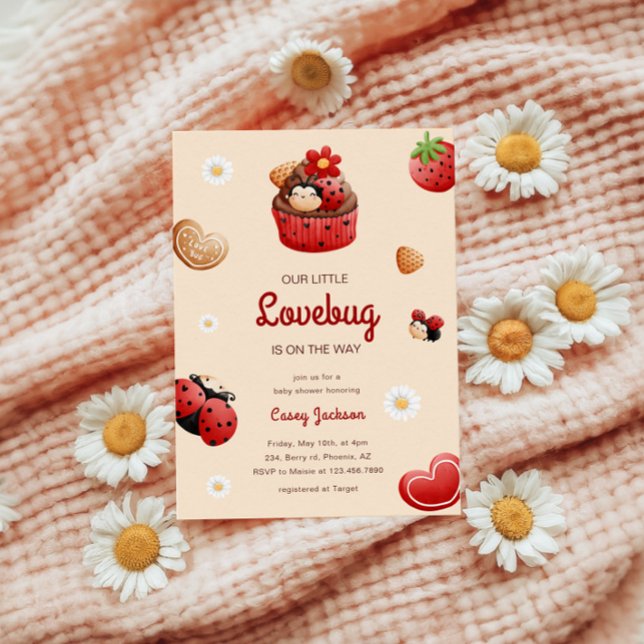 Niedliche Ladybug Cupcake Blume Kinderdusche Einladung (Von Creator hochgeladen)