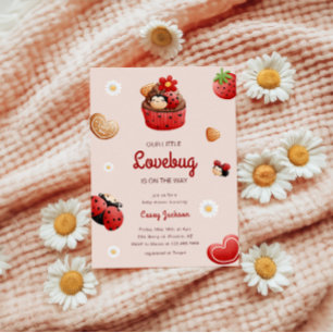 Niedliche Ladybug Cupcake Blume Kinderdusche Einladung