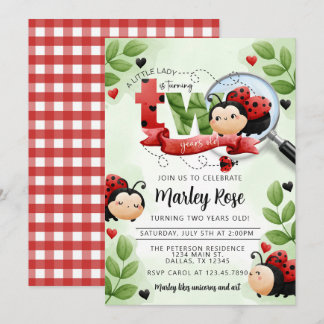 Niedliche Ladybug, die das 2. GeburtstagsParty wir Einladung