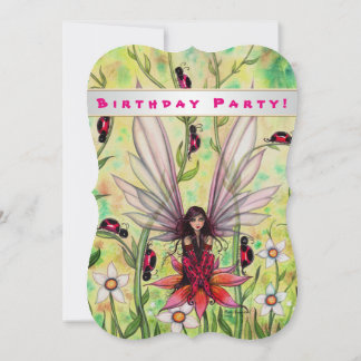 Niedliche Ladybug Fairy Fantasy Girls Einladung zu