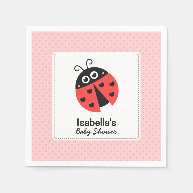 Niedliche Ladybug Girl Baby Dusche Party Supplemen Serviette (Vorderseite)