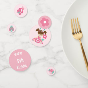 Niedliche Ladybug Girl Geburtstag Konfetti