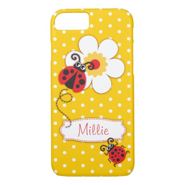 Niedliche Ladybug-Girls nennen gelbes iPhone 7 Geh Case-Mate iPhone Hülle (Rückseite)