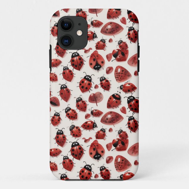 Niedliche Ladybug Hearts Lovebug Handgezeichnete I Case-Mate iPhone Hülle (Rückseite)