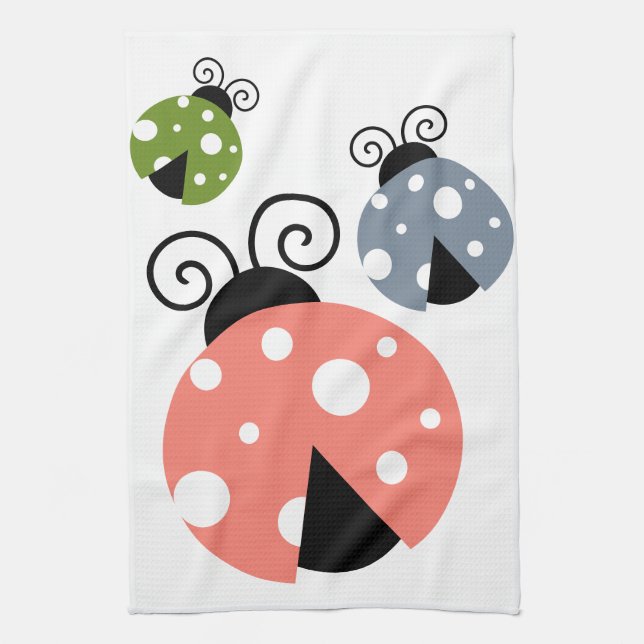Niedliche Ladybug Mama & Ladybug Babys Pink Green  Geschirrtuch (Vertikal)