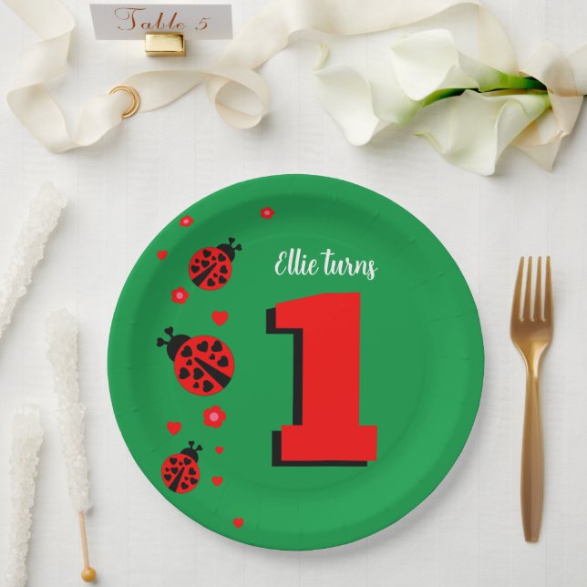 Niedliche Ladybug Pappteller (Hochzeit)