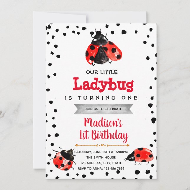 Niedliche Ladybug Party Geburtstagseinladung Einladung (Vorderseite)