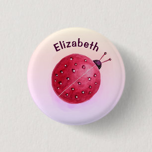 Niedliche Ladybug Pink Girl Name Button