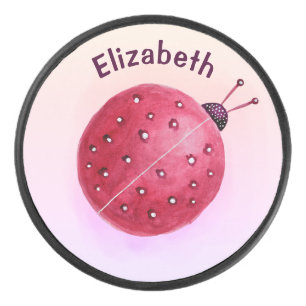 Niedliche Ladybug Pink Girl Name Eishockey Puck