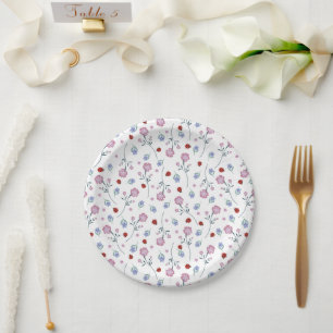 Niedliche Ladybug Polka dot Daisy Blume Rustikales Pappteller