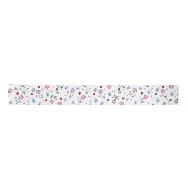 Niedliche Ladybug Polka dot Daisy Blume Rustikales Satinband (Vorderseite)