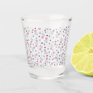 Niedliche Ladybug Polka dot Daisy Blume Rustikales Schnapsglas