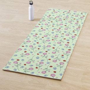 Niedliche Ladybug Polka dot Daisy Blume Rustikales Yogamatte