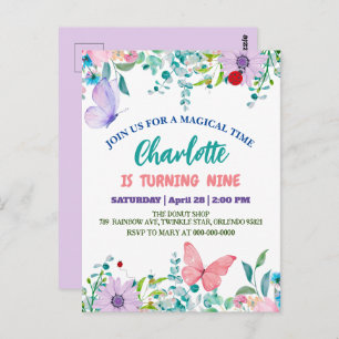 Niedliche Ladybug Polka dot floral Blume Geburtsna Postkarte