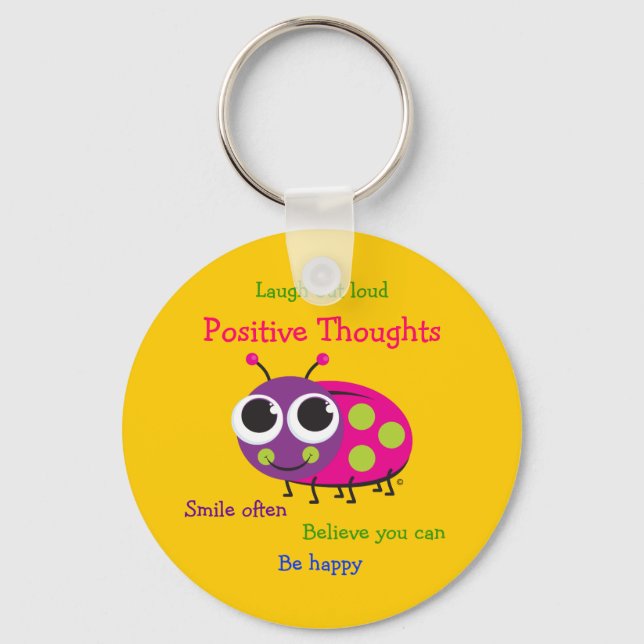 Niedliche Ladybug "Positive Thoughts" Schlüsselanhänger (Vorderseite)