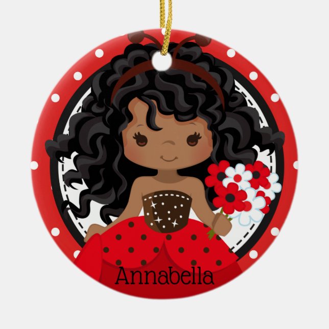 Niedliche Ladybug Princess Personalisierte Keramik Keramik Ornament (Vorne)