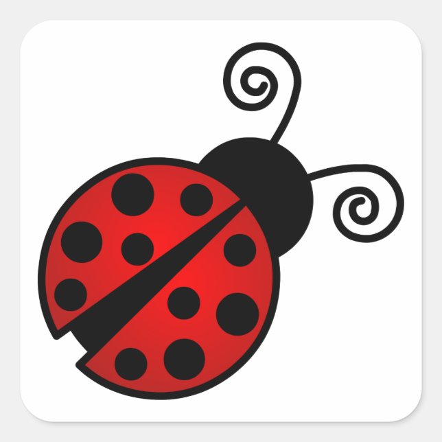 Niedliche Ladybug - Rot und Schwarz Quadratischer Aufkleber (Vorderseite)