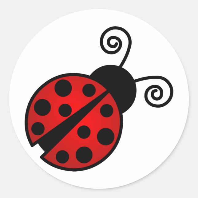 Niedliche Ladybug - Rot und Schwarz Runder Aufkleber (Vorderseite)