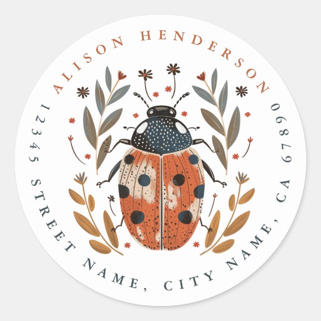 Niedliche Ladybug Round Stickers (Vorderseite)