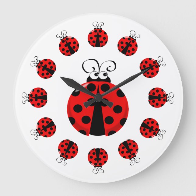 Niedliche Ladybug-Uhr Große Wanduhr (Vorderseite)