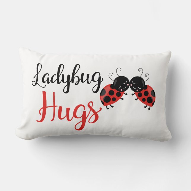 Niedliche Ladybug umarmt Mädchen Zimmerdekor Kisse Lendenkissen (Vorderseite)