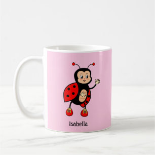 Niedliche Ladybug und Herz Kaffeetasse