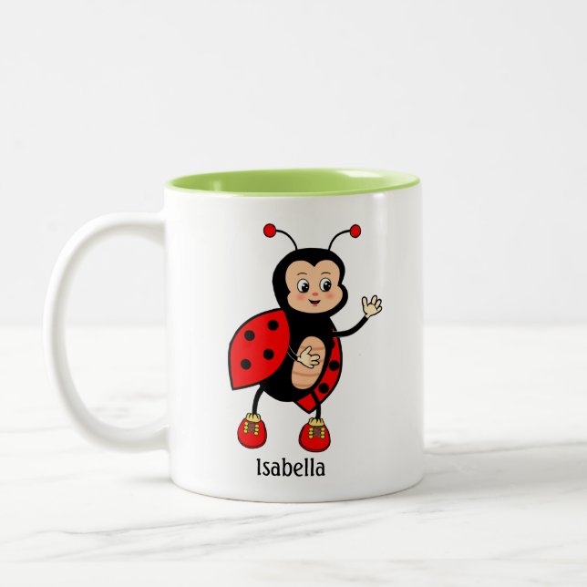 Niedliche Ladybug und Herz Zweifarbige Tasse (Links)