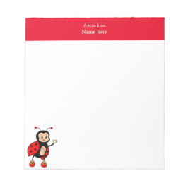 Niedliche Ladybug und Red Header Simple Notizblock