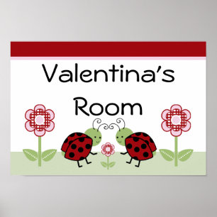 Niedliche Ladybugs & Blume Art Print Sign Poster