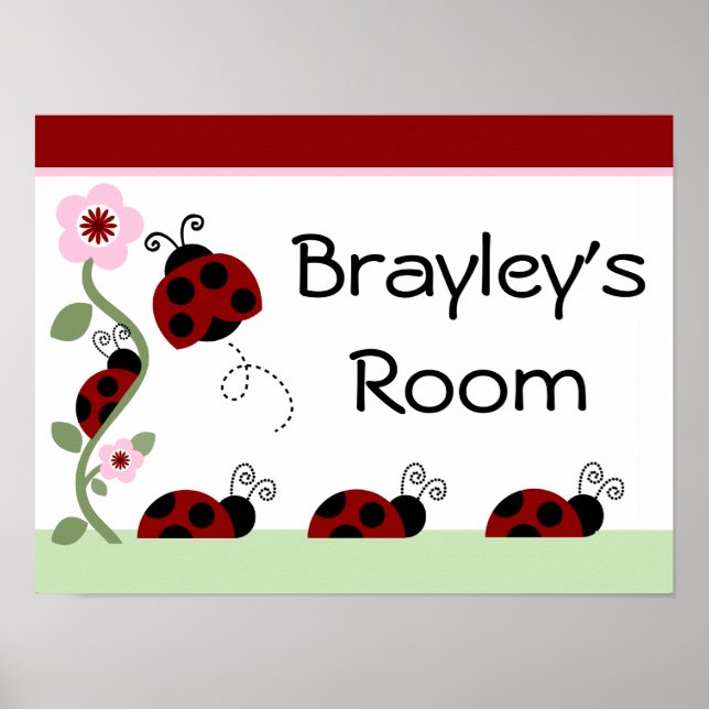 Niedliche Ladybugs & Blume Art Print Sign Poster (Vorne)