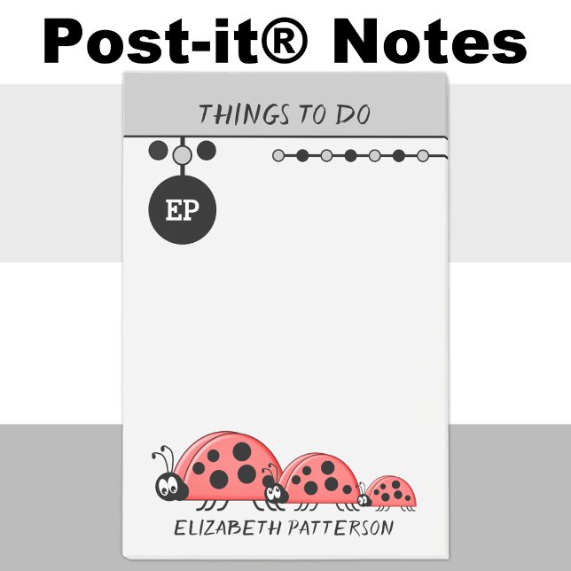 Niedliche Ladybugs Dinge zu tun, um Kinder grau zu Post-it Klebezettel (Von Creator hochgeladen)