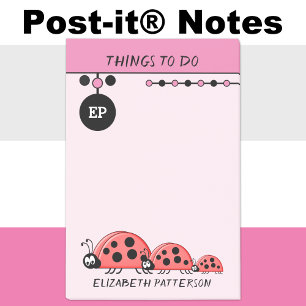 Niedliche Ladybugs Dinge zu tun, um Kinder rosa zu Post-it Klebezettel