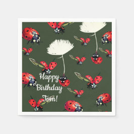 Niedliche Ladybugs Geburtstagspapier Napkins Serviette