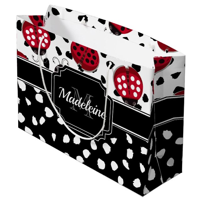 Niedliche Ladybugs Große Geschenktüte (Rückseite Schrägansicht)