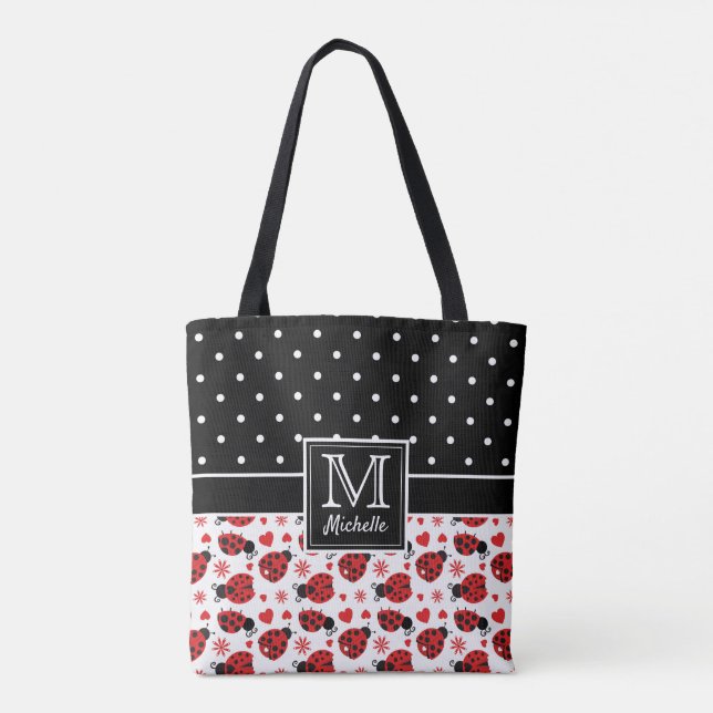 Niedliche Ladybugs Polka Dot Monogram (Rückseite)