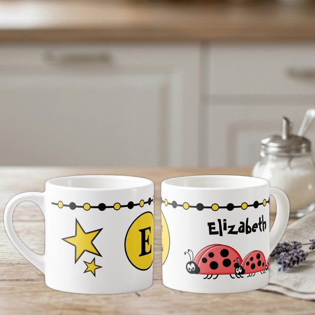 Niedliche Ladybugs schwarz mit Sternenkind Espressotasse (Von Creator hochgeladen)