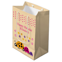 Niedliche Ladybugs tragen Sterne pink hinzu Mittlere Geschenktüte