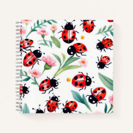 Niedliche Ladybugs und Blume Notizbuch